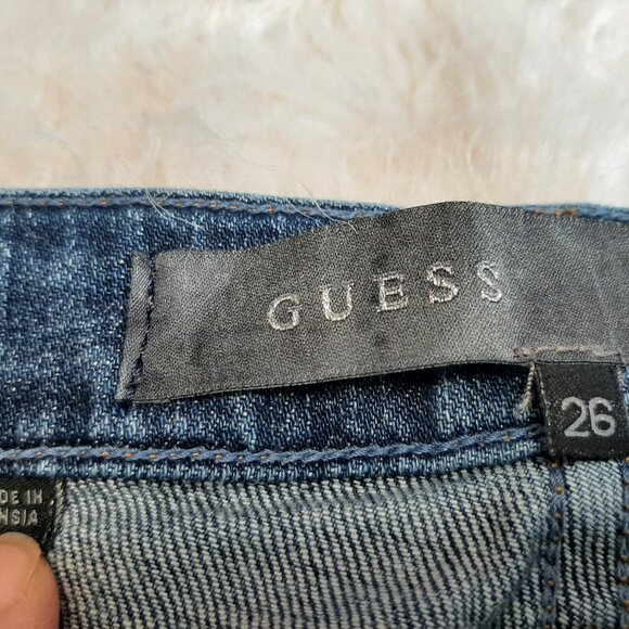 Guess Boyfriend Metallic Glitter Cropped Leg Ripped Denim Pants US26 - Picture 5 of 12